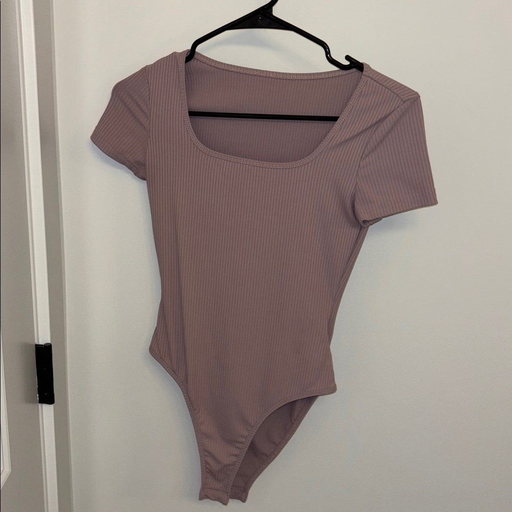 SHEIN Ribbed Lavender Bodysuit
